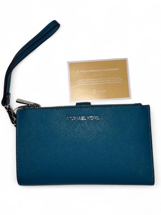 Michael Kors Handbags - Michael Kors Teal Saffiano Wristlet Clutch